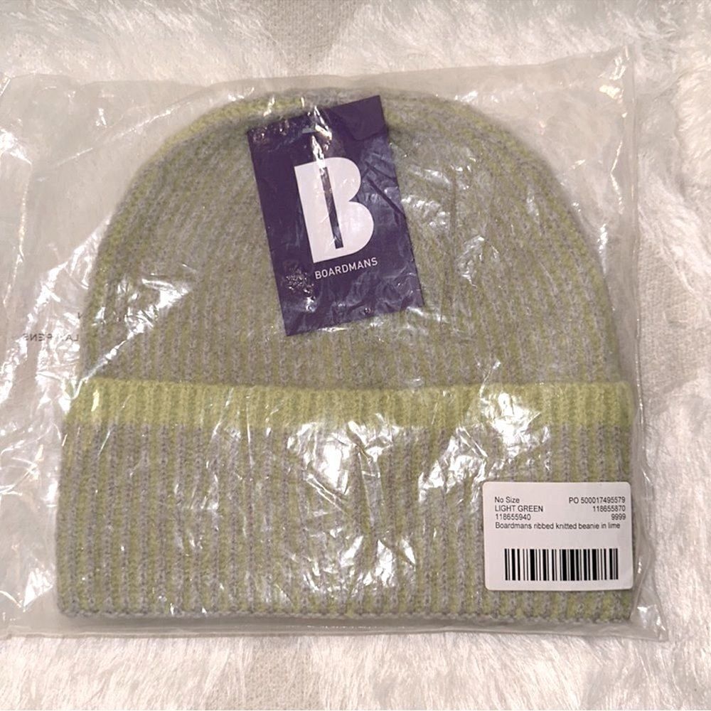 ASOS Light Lime Green Boardmans Knit Ribbed Beanie